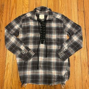 American eagle lace up plaid flannel size xs